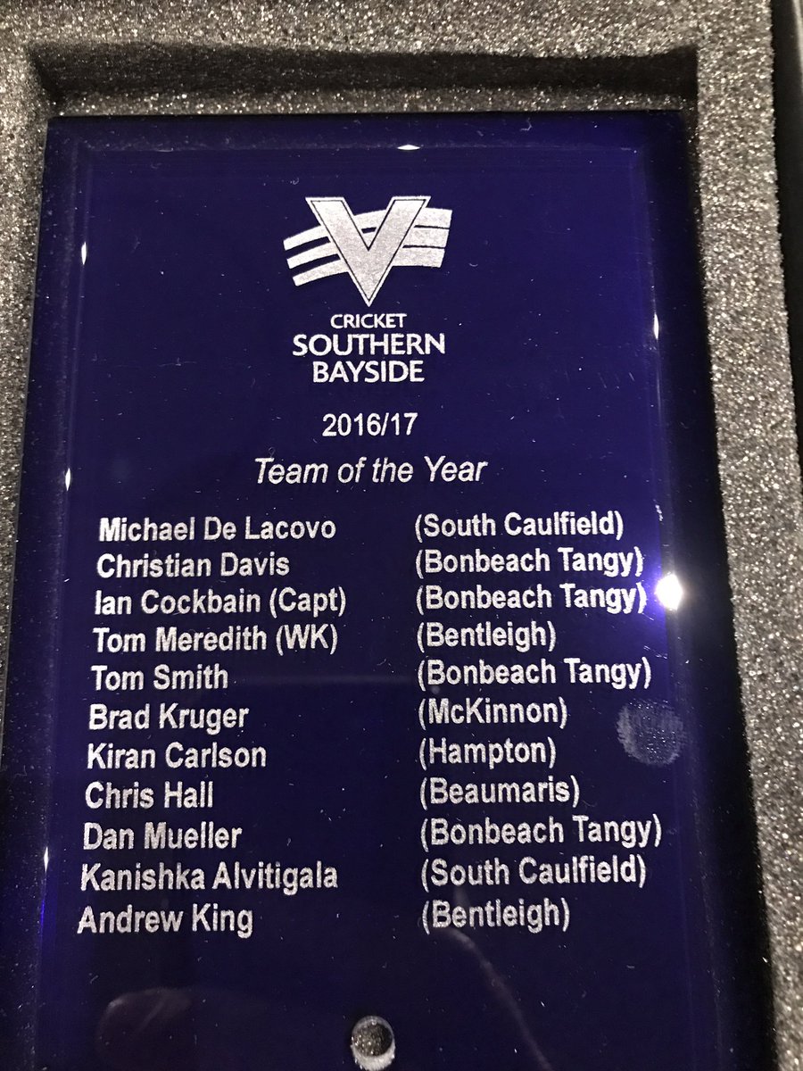 Congrats to @kirancarlson who was selected in the @CricketBayside 'team of the Year' at tonight's CSB presentation Night!