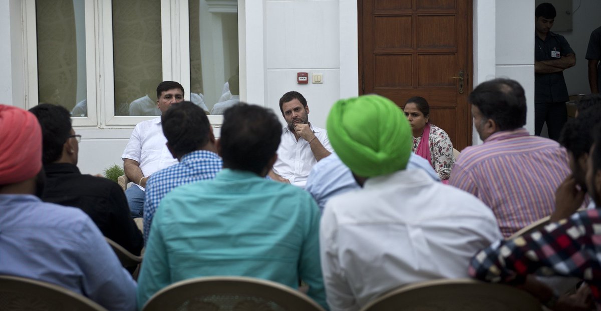 INCIndia's tweet image. Rahul Gandhi also met teachers from Panjab University who raised the issue of financial difficulties that the univ is facing