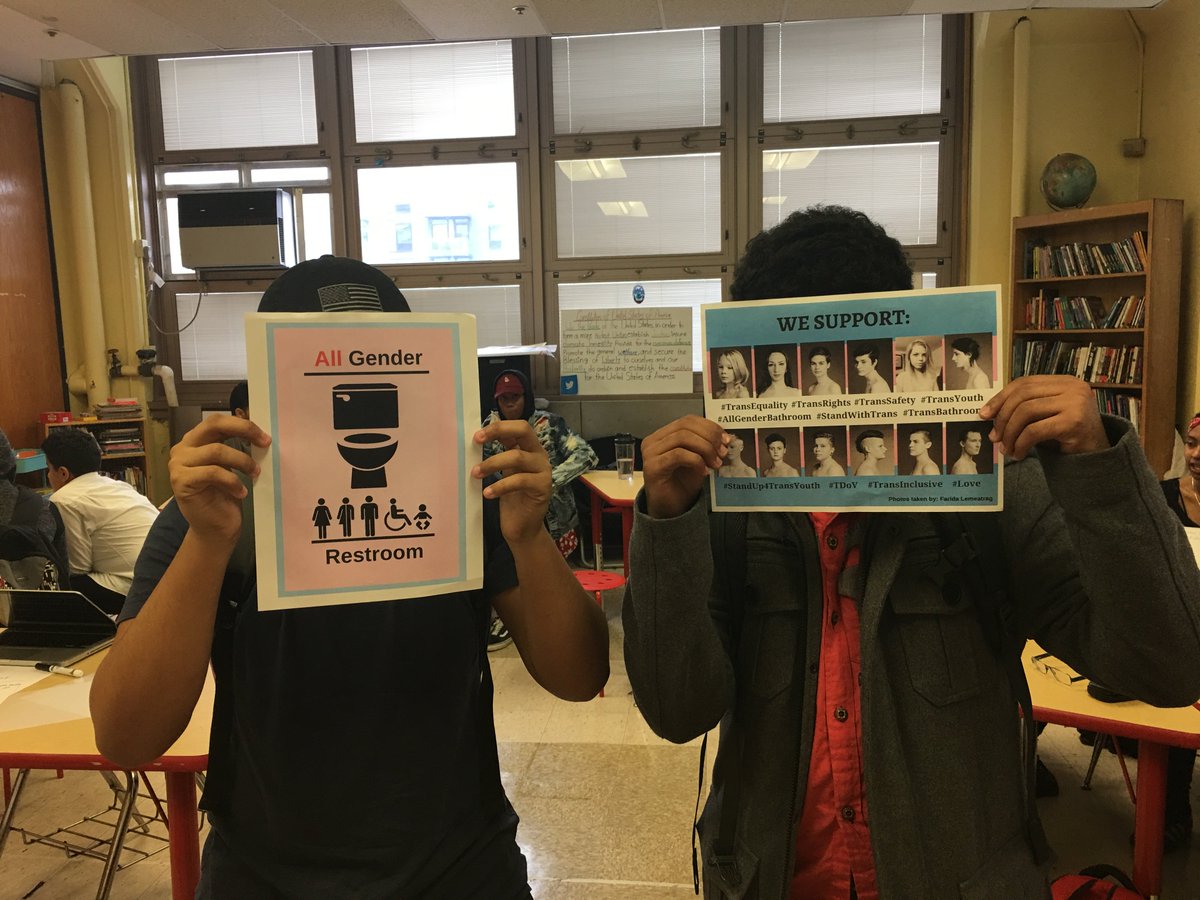 BIHSBathroom's tweet photo. "We support transgender rights!" #transrights #transgenderbathroom #allgender #protecttranskids #equality #loveislove #noHB2 https://t.co/q7blBRYi4s