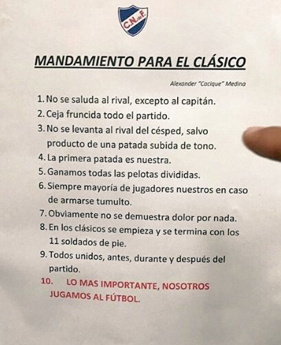 FEDERICO ARIAS בטוויטר: "Los 10 mandamientos de un DT de inferiores de Nacional de Montevideo, antes de un clásico con Peñarol, ¿que les parece?.… https://t.co/JU03JasYES"