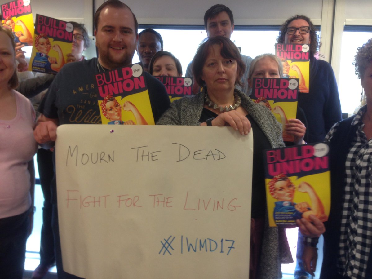 <a href="/ucu/">UCU</a> reps in London send solidarity to all sisters &amp; brothers campaigning on #IWMD17 
Mourn the Dead - Fight for the Living
