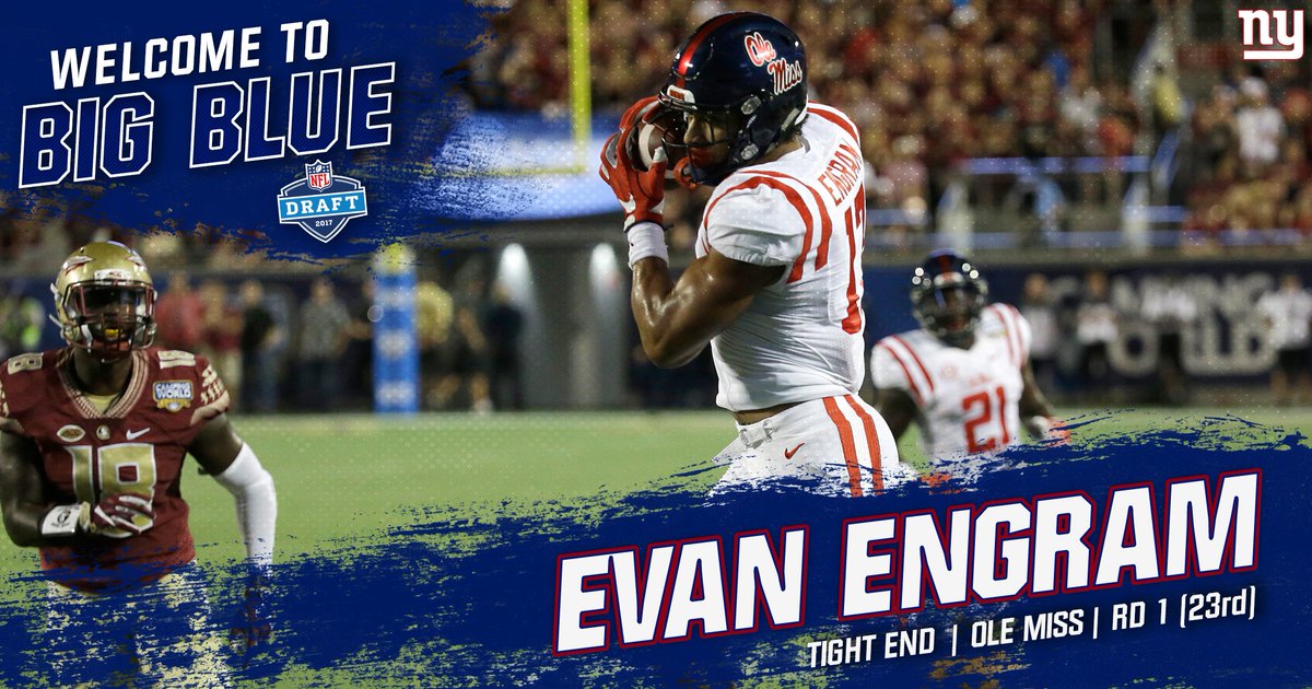 ICYMI: With the 23rd, pick, the #NYGiants drafted Ole Miss tight end Evan Engram!  READ: bit.ly/2ptmxJX https://t.co/kF208ClLe0