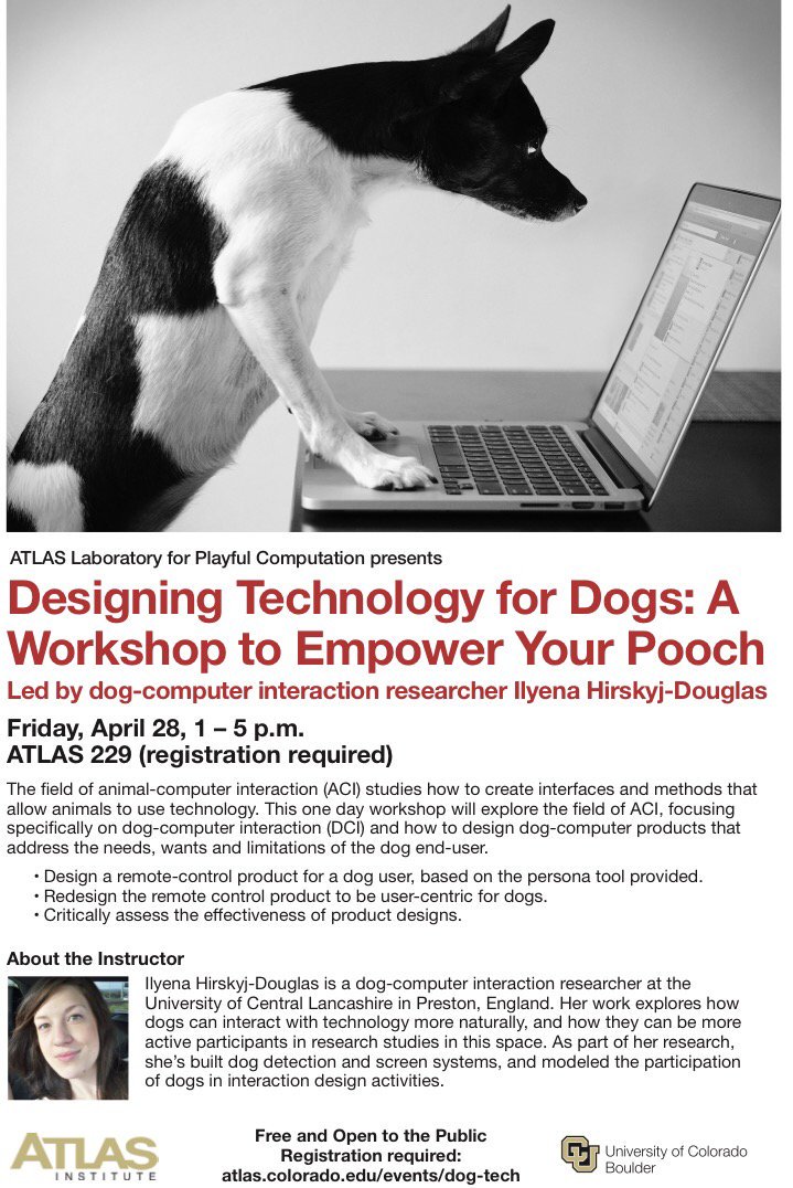 LancashireRKE's tweet image. PhD researcher @Ilyena @UCLanPSC is at  @CUBoulder USA giving a workshop on Designing Technology for Dogs #dog #computerinteraction