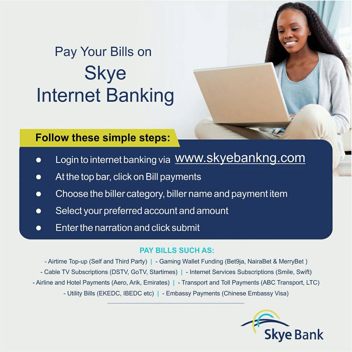 Polaris Bank Ltd. on Twitter "Pay Your Bills On Skye Banking. Login to our