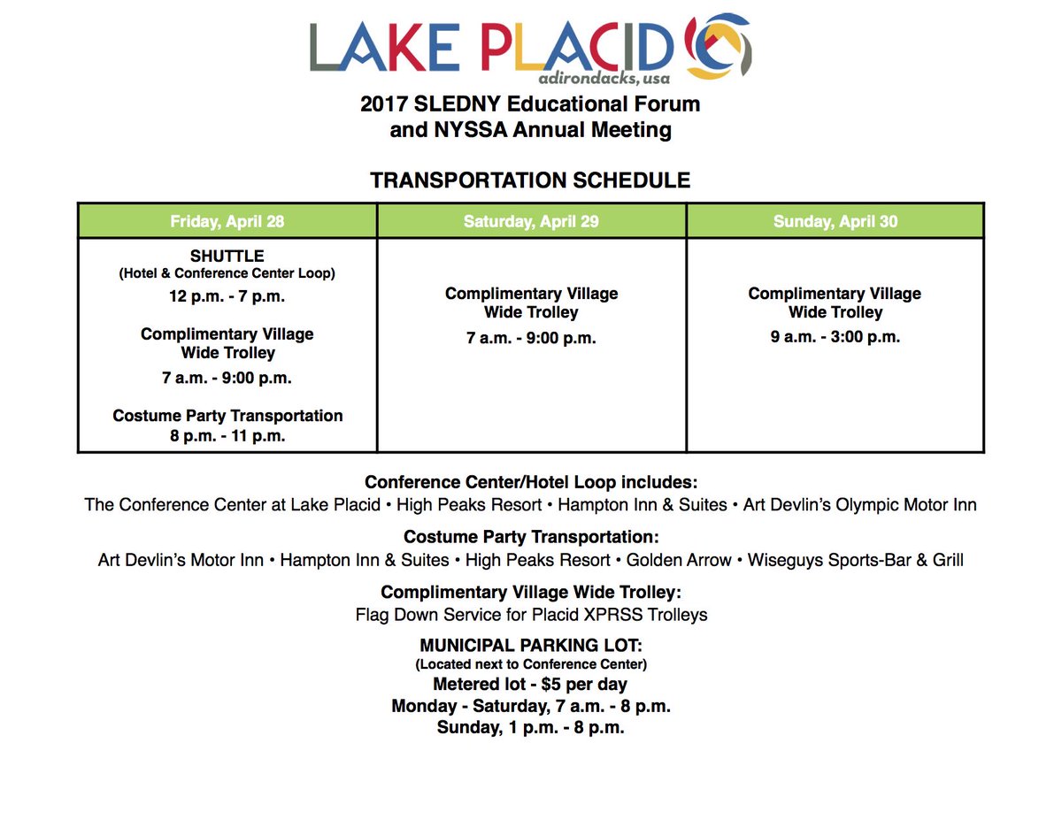 MeetMeinLP's tweet image. Here is the complimentary transportation for the 2017 SLEDNY Forum &amp;amp; NYSSA Annual Meeting. #SLEDNYForum