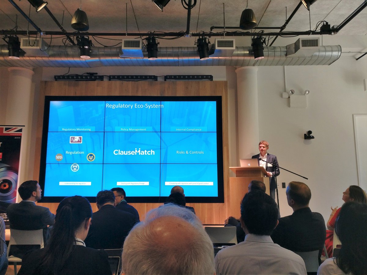 Clausematch's tweet photo. ClauseMatch CEO &amp; Co-Founder @evgenyy speaking at the #UKRegTech mission @ThinkRiseNY https://t.co/oMYpwMzANL