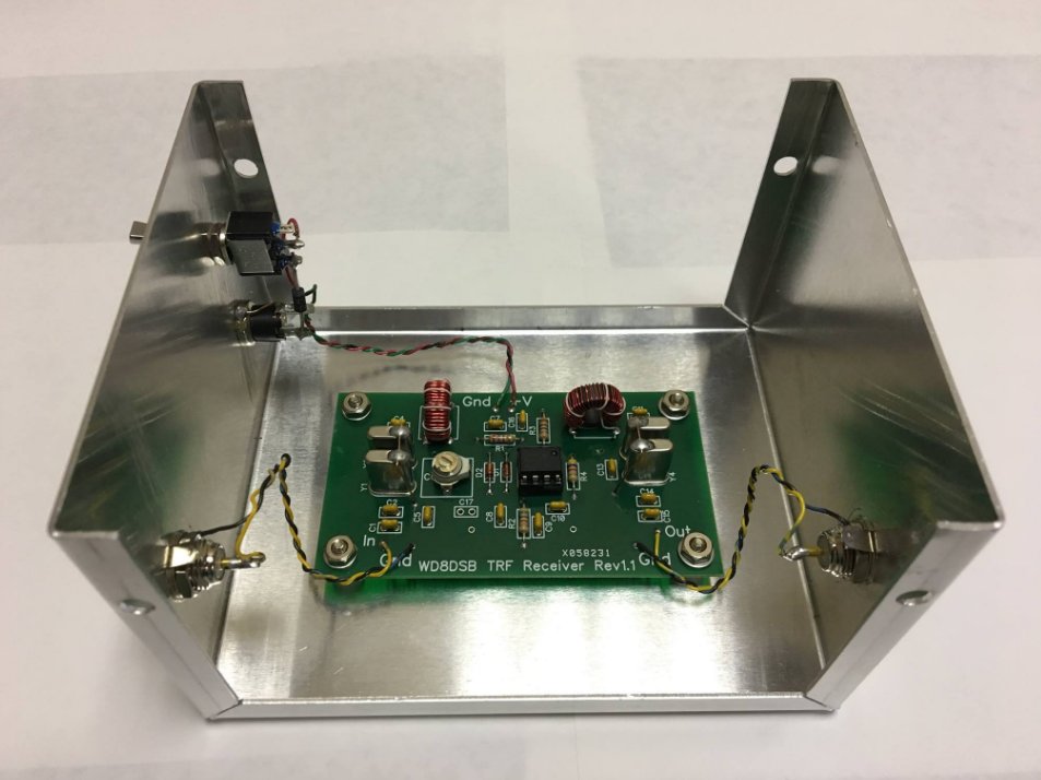 basic_pcb's tweet image. "Here is a picture of my 10MHz WWV TRF receiver that I designed and built last month for calibration of my frequency counter..." via FB