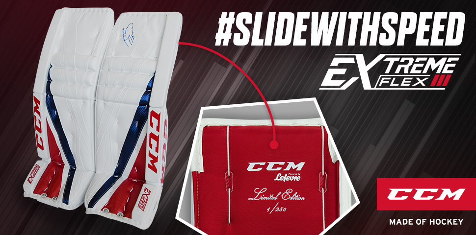 CP0031's tweet image. It's #EFlex3 launch day! RT this  for a chance to win a @CCMHockey Limited Edition set of my pads signed by me! #SlideWithSpeed