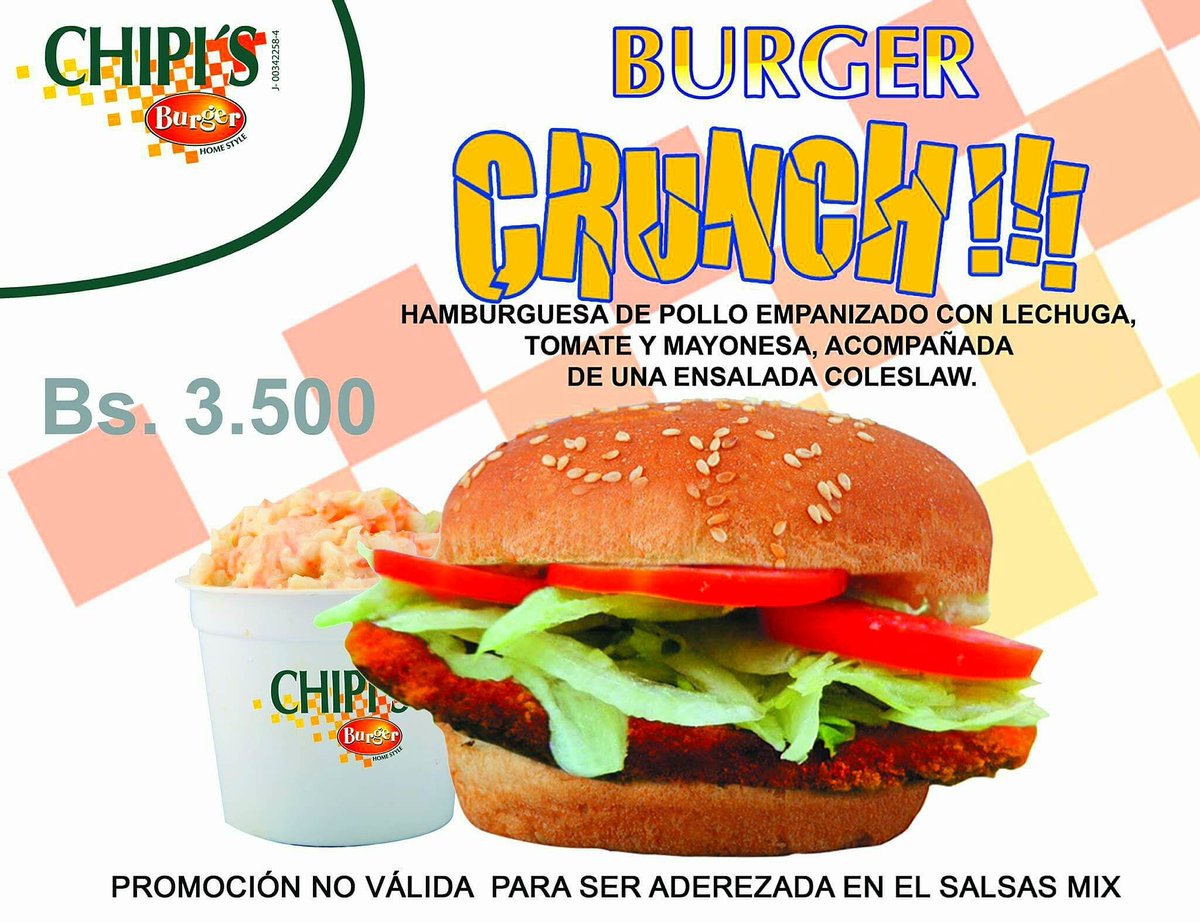 Disfruta de nuestra deliciosa #BurgerCrunch a un excelente precio.