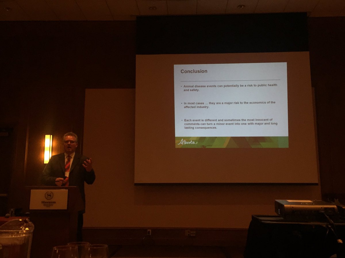 dawn_trautman's tweet photo. Brad Andres @AlbertaAg - the market impact from disease events are the biggest risk to the economic viability of an industry #Visions2017 https://t.co/qnr0nwnyhn