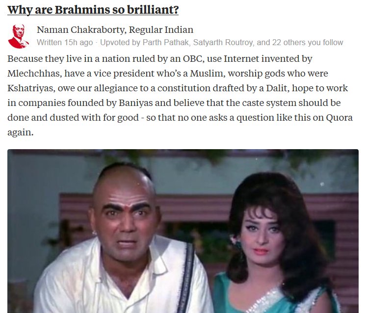 Kiran Kumar S on Twitter "Question "Why are Brahmins so brilliant