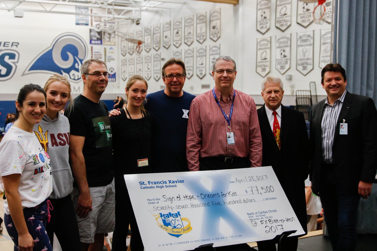 cssalberta's tweet photo. .@XavierExecutive wrapped their 24 hour Bike-A-Thon fundraiser. Through their efforts &amp; community support, they raised $77,500! Well done! https://t.co/jNtIpqxbXl