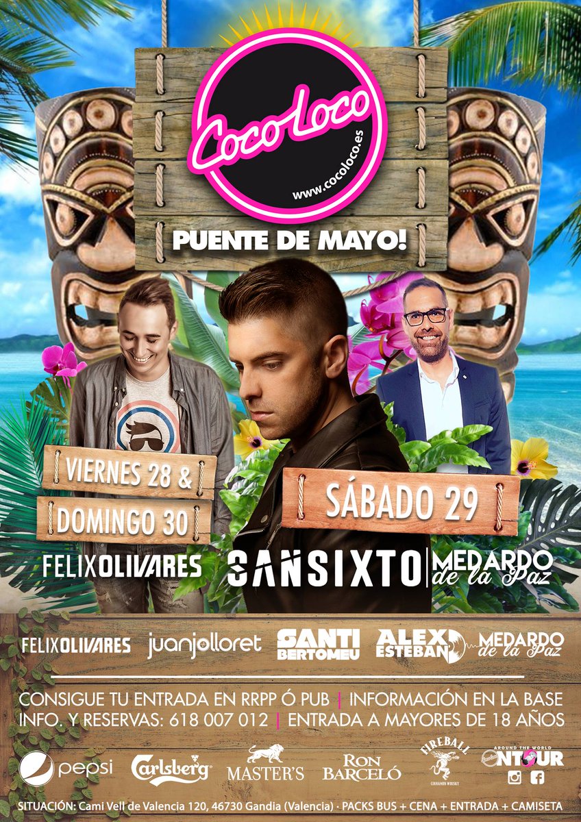 🎉Esto es lo que hemos preparado para el puente de Mayo 🎉
#PlayaGandia #CocolocoEresTu #QueVieneElCoco