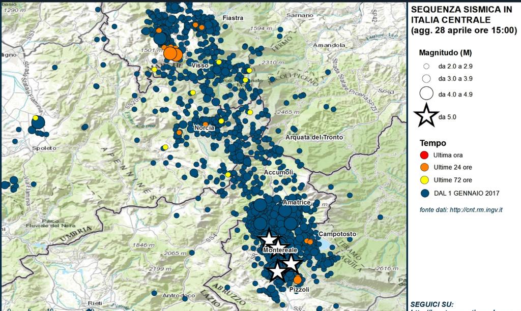 Terremoti in Italia centrale: aggiornamento sequenza sismica di INGV