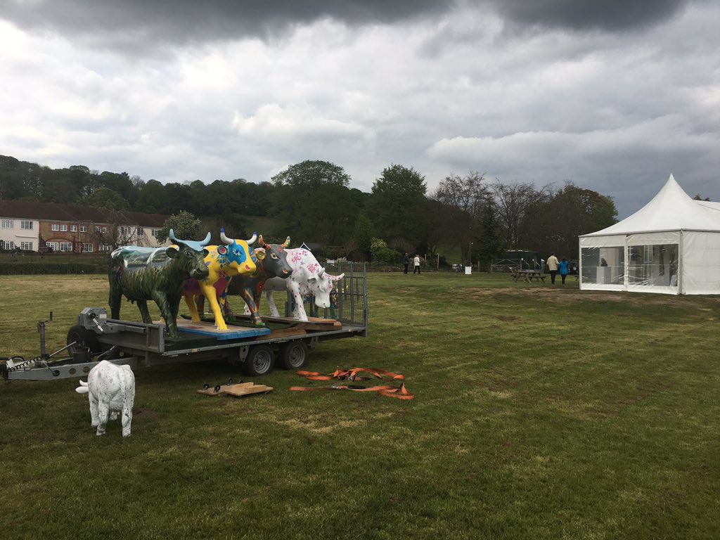 <a href="/CowParadeSurrey/">CowParadeSurrey</a> cows have returned to @SurreyHillsAONB #surreyhillsenterprises @SurreySculptors sculpture garden!