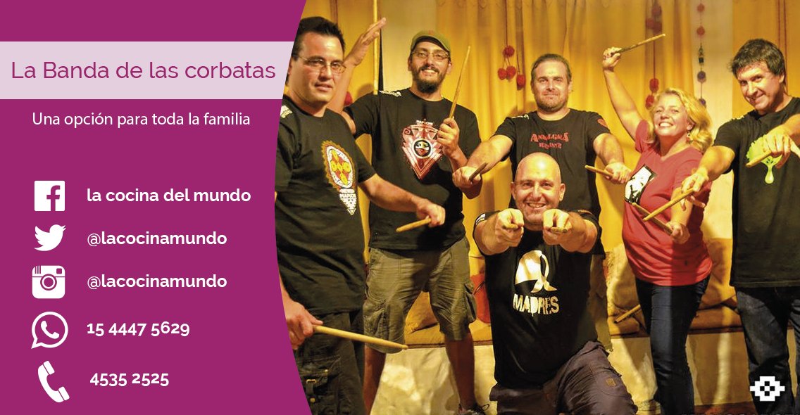El Sábado les proponemos una opción para toda la familia!!!!
Música junto a #LaBandaDeLasCorbatas en <a href="/lacocinamundo/">La Cocina del Mundo</a> de 21 a 00 hs!!