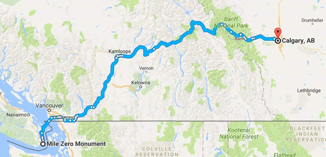 20 Days To Go!!!
Here is the first leg of our journey!
#VictoriatoCalgary #RockingTheRockies #Canada150BikeRide #LegOne #First11Days