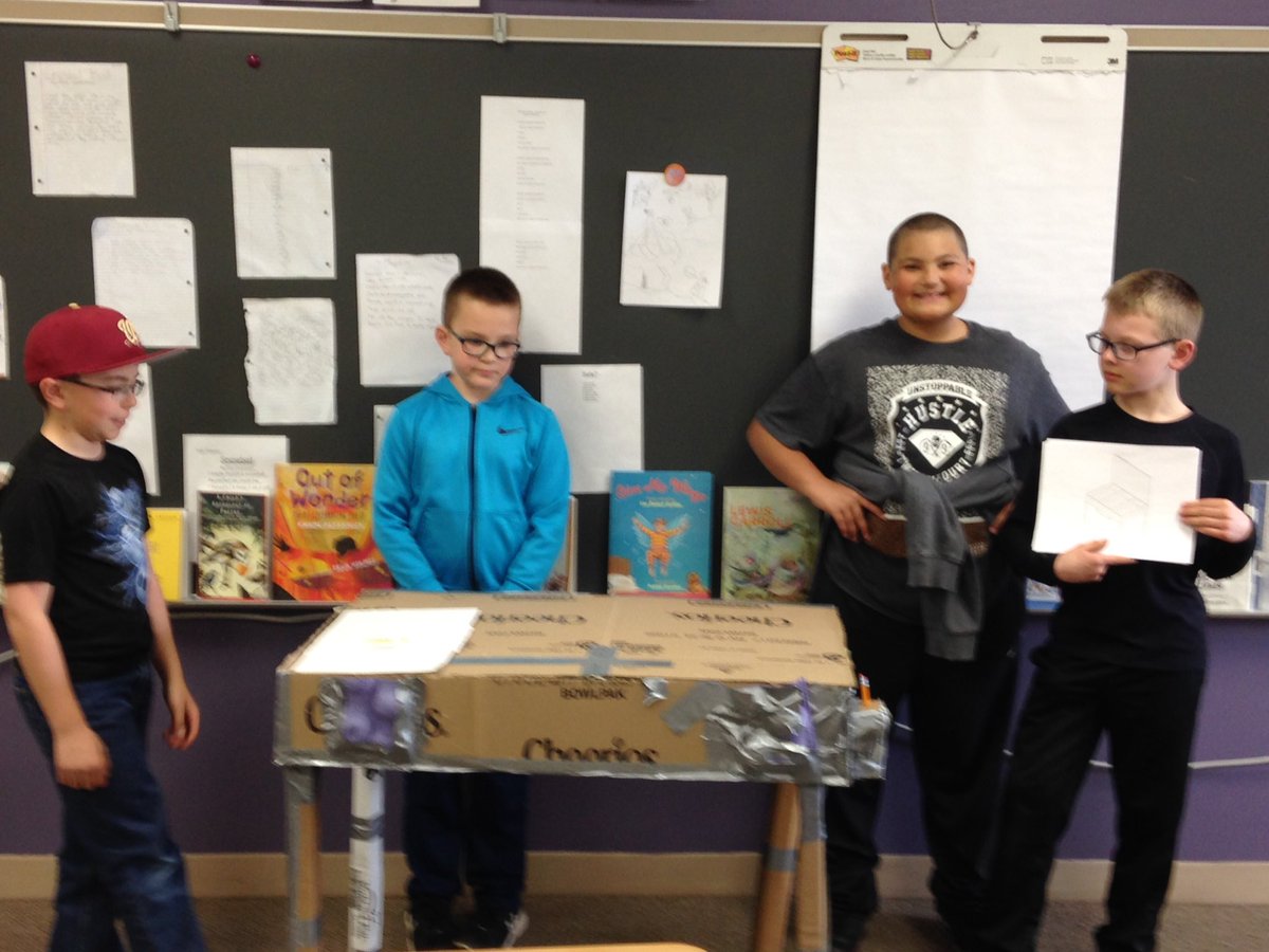 Grade 4 students sharing their new desk design!