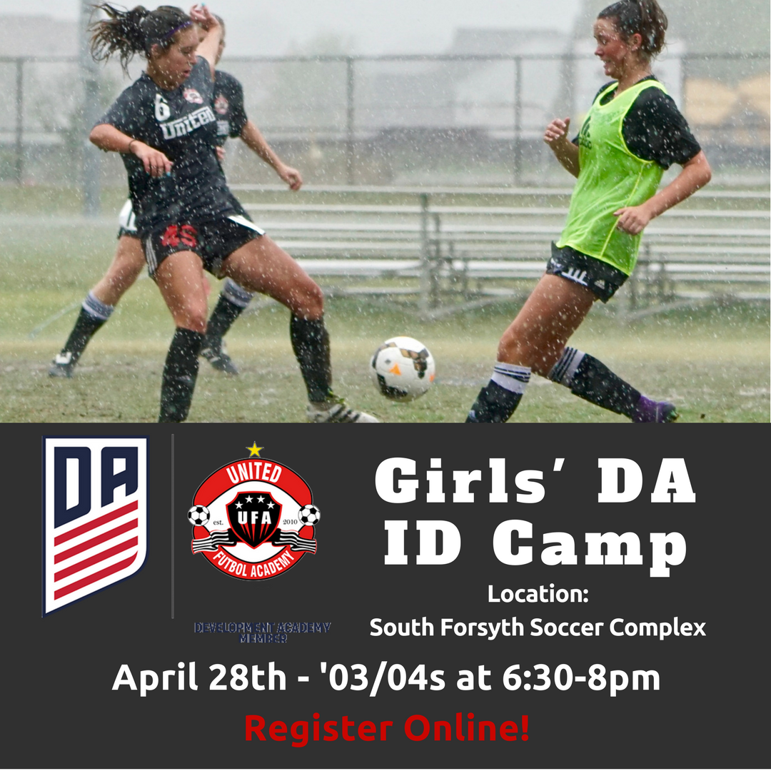 Did you register yet? 2003s &amp; 2004s Girls' DA ID Camp is tonight - South Forsyth Soccer Complex 6:30-8pm. ow.ly/R7It30bfiYB