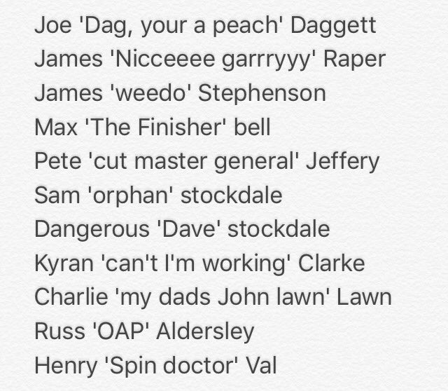 Squad tomorrow from;