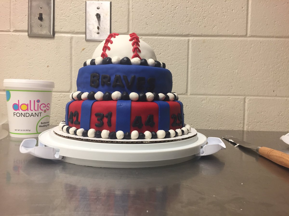 met8808's tweet photo. @braves cake ☑️

the numbers at the bottom are numbers the team has retired 🤗 #ChopOn https://t.co/hzPtTfeeTs