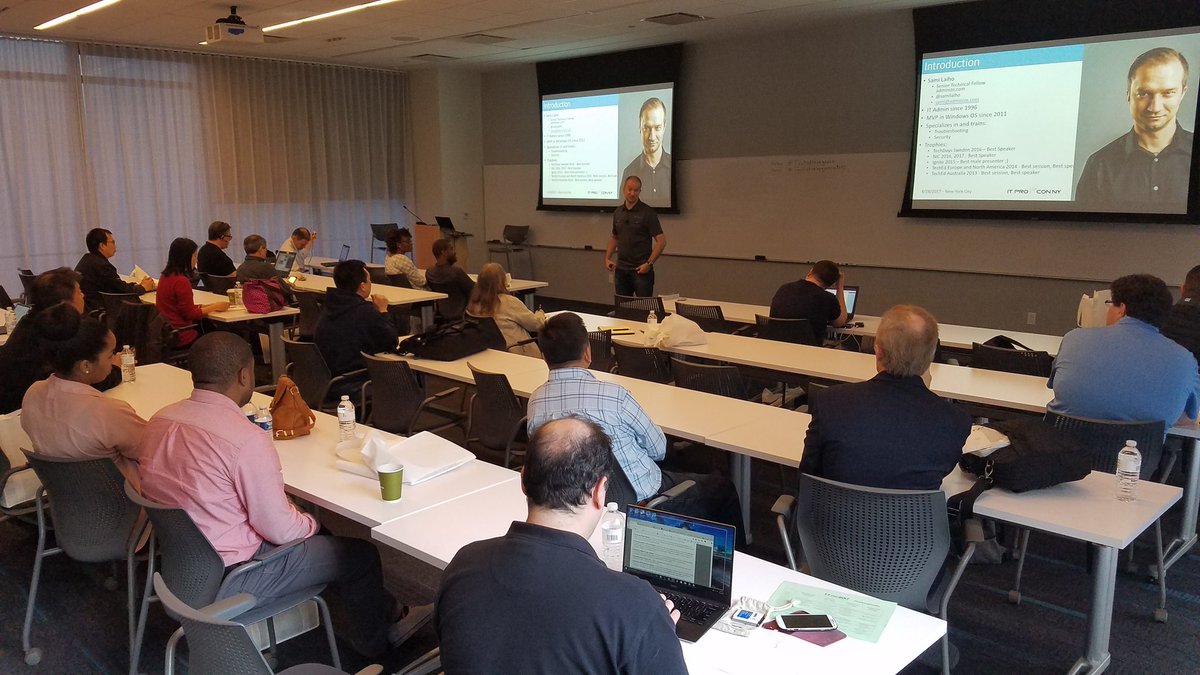 Techstravaganza's tweet photo. Last session of the Windows track at #TechstravaganzaNYC: moving from reactive to proactive security by MVP @samilaiho https://t.co/kop2nmZZTu