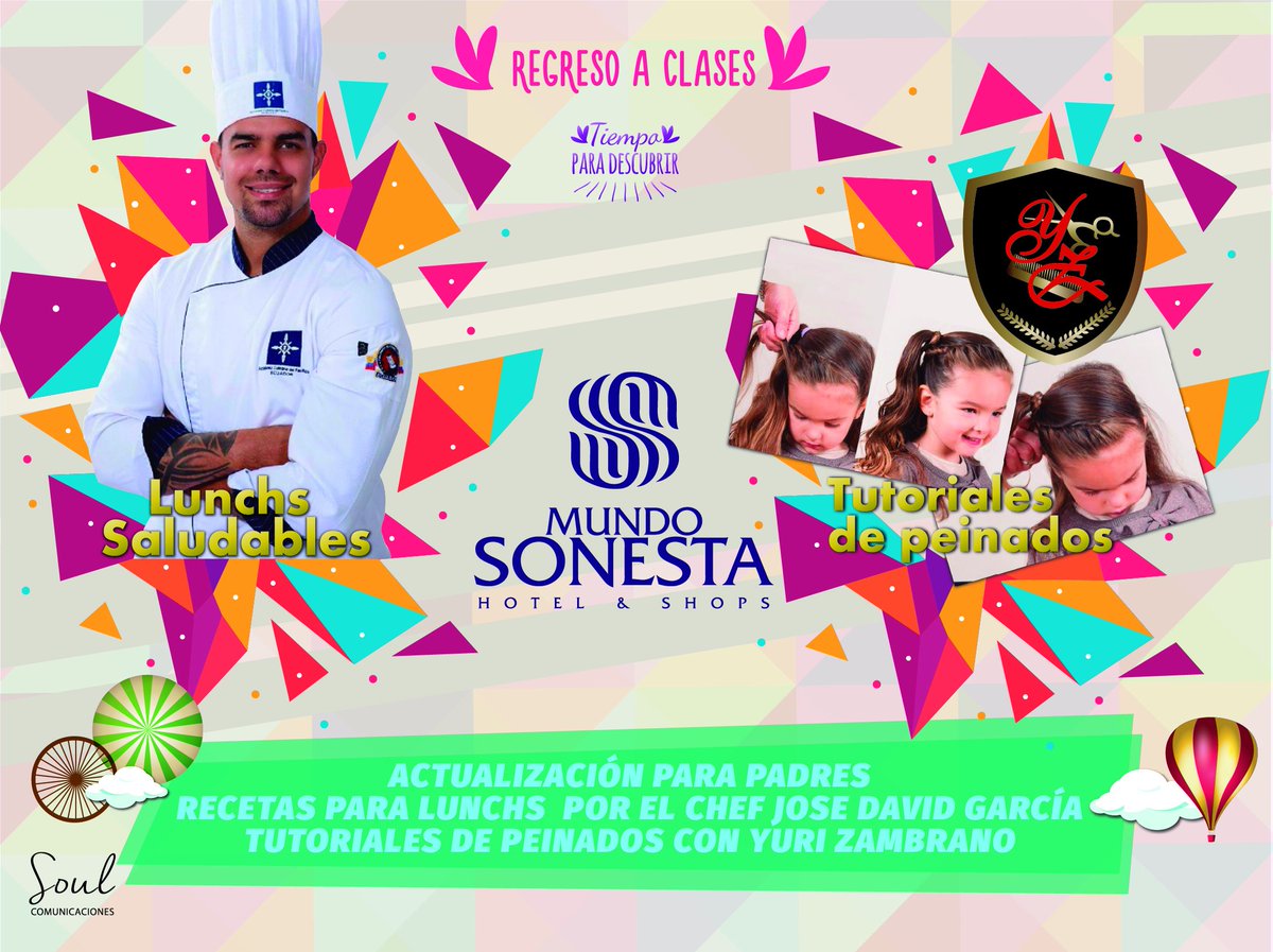 quehagoec's tweet photo. Mamitas, hoy 17.30 tienen un excelente plan. Tips de cocina y peinado para este regreso a clases, en Mundo Sonesta en el Hotel Sonesta. https://t.co/1qBFG6Wuq1