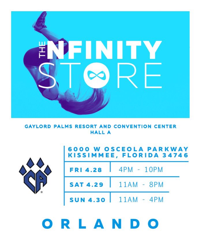 CA gear at the #NfinityPopUp 🙀🙀 Open NOW!!!! #CheerWorlds2017 #cheerathletics #caproshop