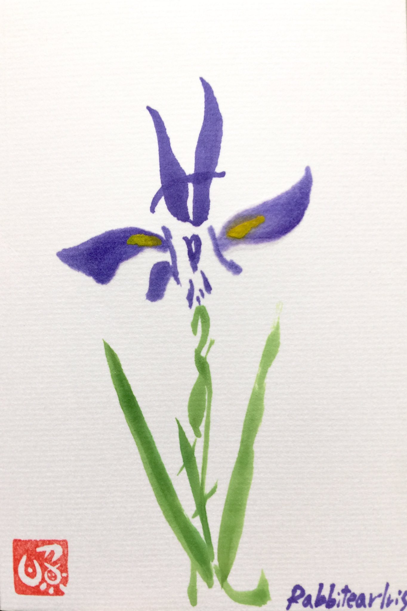 照道 大切な人だから 漢字で花を表現してみる 90 365 絵の中に和名が隠れてるょ Happy Birthday 4月29日 和名 燕子花 英名 Rabbitearlris 花言葉 幸運は必ず来る 誕生花 アート書道 形彩書 デザイン書道 照道 燕子花 杜若 T