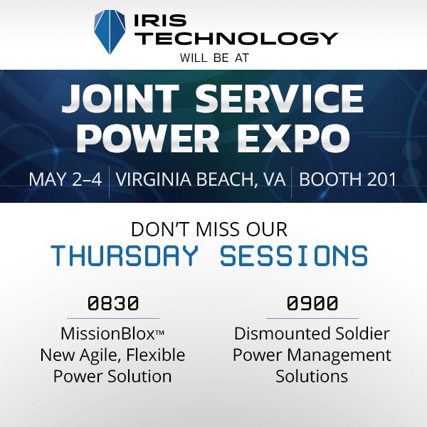Next week we will be out at Joint Service Power Expo. Stop by booth 201 & don't miss both our speaking sessions! #JSPE #TacticalPower