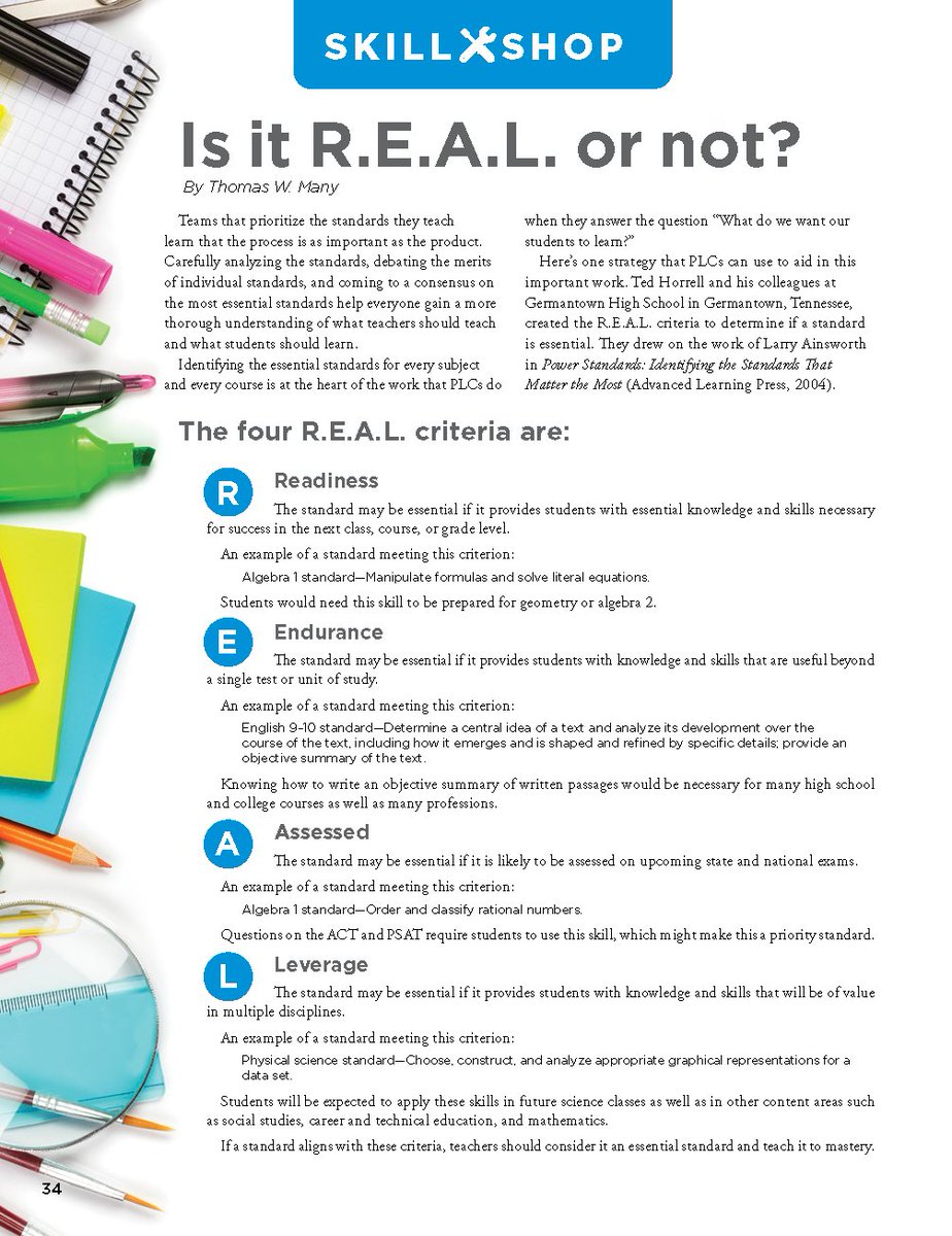 Solution Tree on Twitter "The R.E.A.L. criteria you need to identify