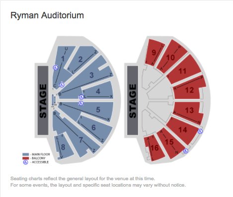 Ryman Auditorium Theatre Seating Chart