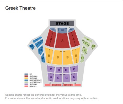 Greek Theater Seating Chart North Terrace