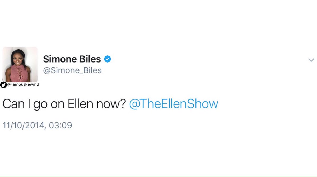 FamousRewind's tweet image. Apparanetly it is true, and it does work.. if you don't ask, you don't get! 🙏🏻💫 (@Simone_Biles)