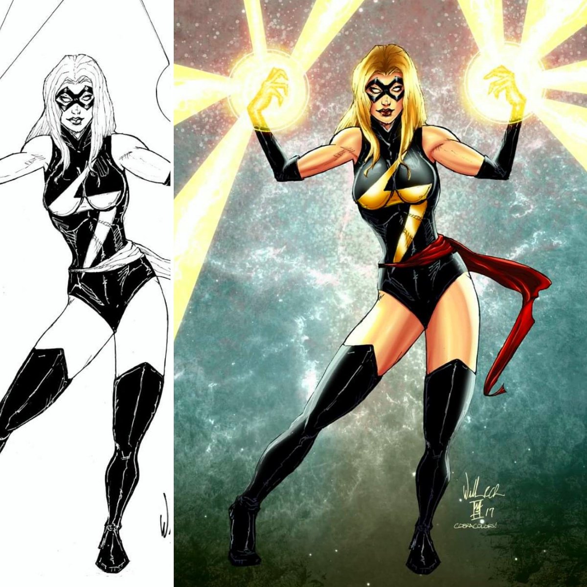 shelbywankenobi's tweet photo. @wasillustrations sent me some lines and I did some colors on it #CobraColors #akaME #IColorStuff #MsMarvel #ComicBooks https://t.co/Twfi8OTVSF