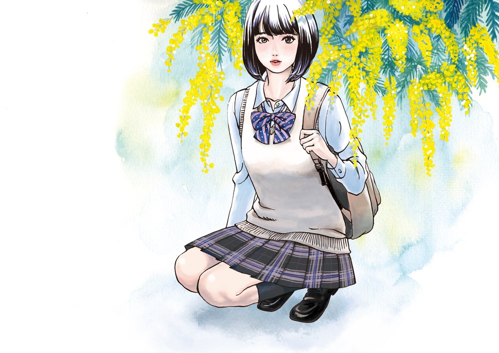 Twitter पर ミヤモトヨシコ 今年発売されるイラストレーターを紹介する本に掲載します Photoshop 水彩絵の具 Gペン ポスカ 女子高生 イラスト イラスト本掲載 T Co Wa9iwxebly