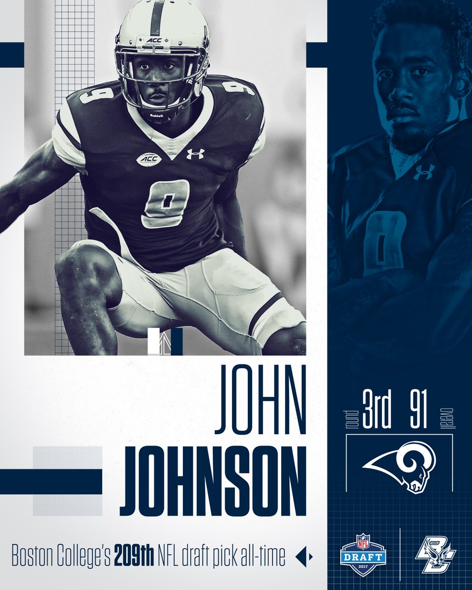 Boston College Football (@bcfootball) on Twitter photo With the 91st pick in the third round of the 2017 NFL Draft, the <a href="/RamsNFL/">Los Angeles Rams</a> select John Johnson! Congrats John!!
#NFLDraft
#BCEagles With the 91st pick in the third round of the 2017 NFL Draft, the <a href="/RamsNFL/">Los Angeles Rams</a> select John Johnson! Congrats John!!
#NFLDraft
#BCEagles