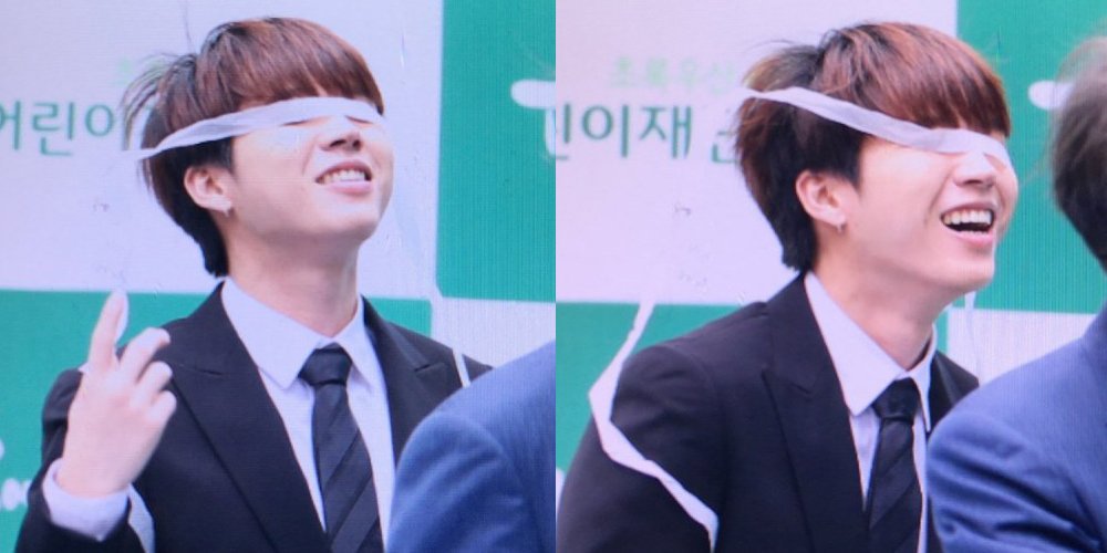whenny91's tweet image. Why is INFINITE's Woohyun so happy about streamers covering his eyes?
 ln.is/M4Xnj by #allkpop via @c0nvey
