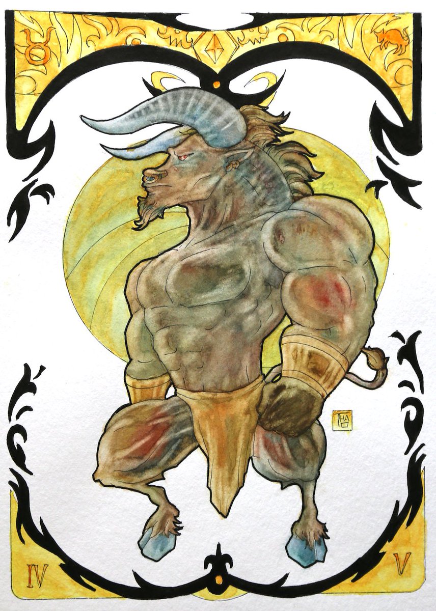 virtuallyt's tweet image. #Taurus - April 2017 - by #THAO
#Watercolor &amp;amp; #Ink - 24x36
#zodiac
