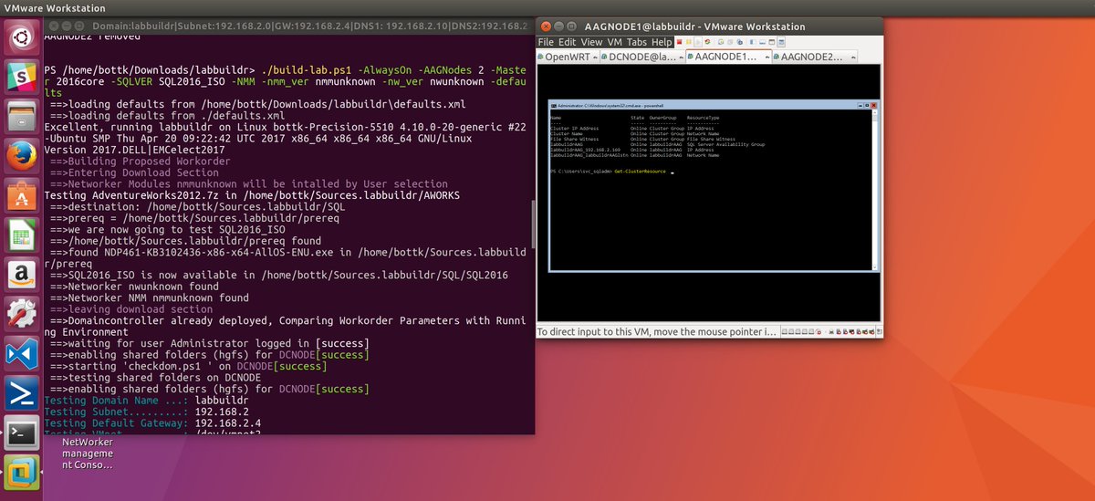 azurestack_guy's tweet image. #codingsaturday using #labbuildr to deploy #sql alwayson on @winserv 2016core running @vmw_workstation on #Linux with @DellEMCProtect
