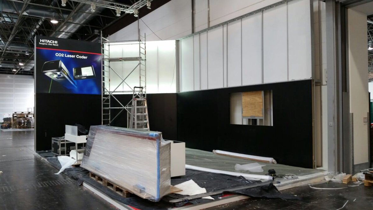 hitachicoding's tweet image. #interpack17 , Hitachi booth building in progress :) Come and visit us hall12,D02 see our new coding equipment #lasercoder #cij #hitachi