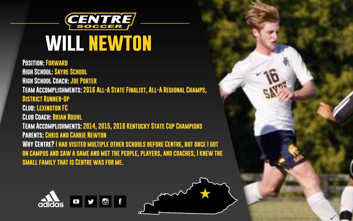 And last but not least...Welcome Will Newton to our #CentreSoccer family!