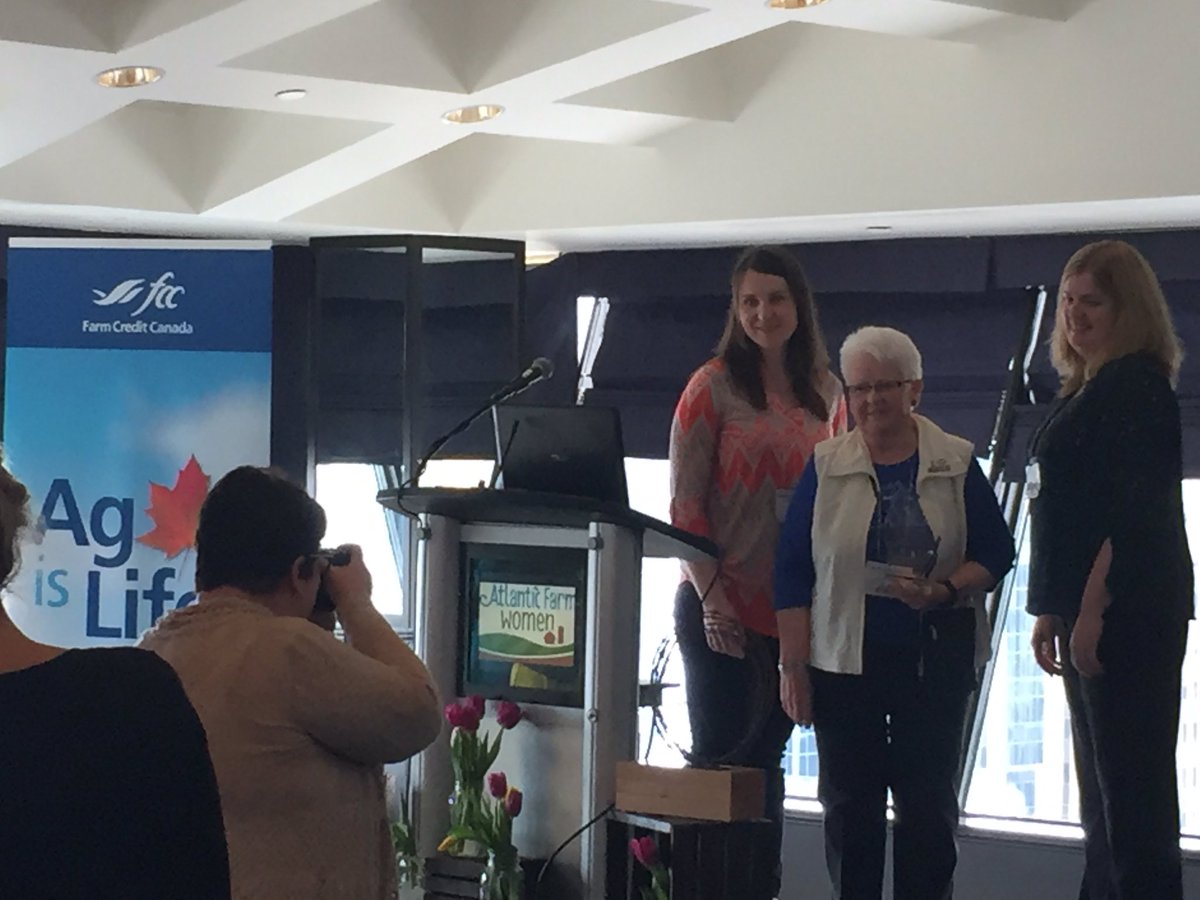 KarenLarter's tweet photo. Congrats Betty Lou Scott! First ever recipient of the Outstanding Woman in Atlantic Agriculture Award. #atlanticfarmwomenconference https://t.co/44TBvSZ9OB