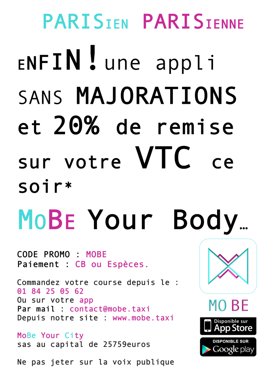MobeYourCity's tweet photo. Sortez accompagné ce soir avec @MobeYourCity. Code promo : MOBE -20% sur votre #VTC https://t.co/DEy4xZjJLl