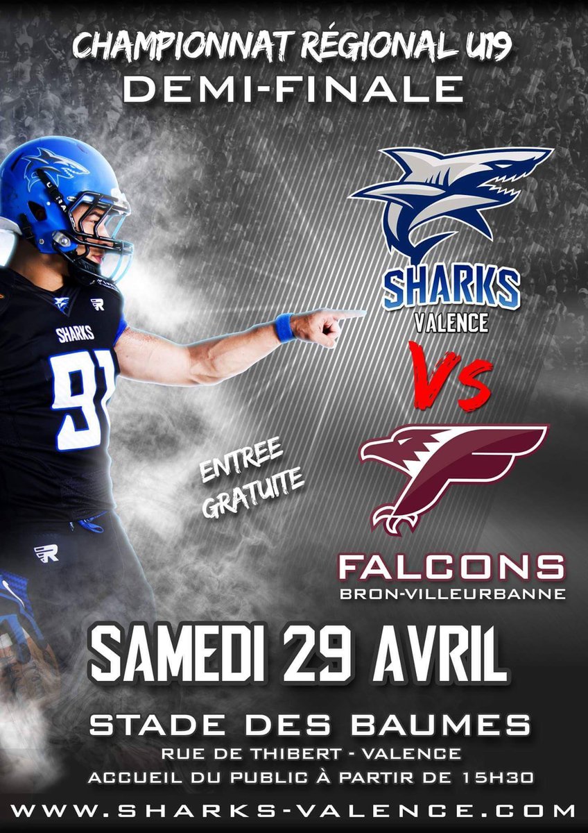 [GAMEDAY U19] - Nos jeunes U19 affrontent les Falcons de Bron en 1/2 finale du championnat territorial à 15h30 au stade des Baumes #team