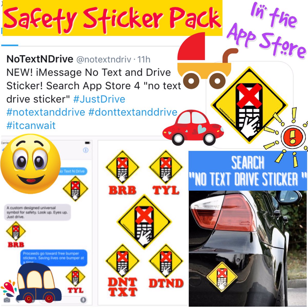 notextndriv's tweet image. Save a life, one sticker at a time! Please! Use it on your iPhone TODAY! #notext #teens #NOTEXTANDDRIVE #itcanwait #donttexanddrive  PLEASE!