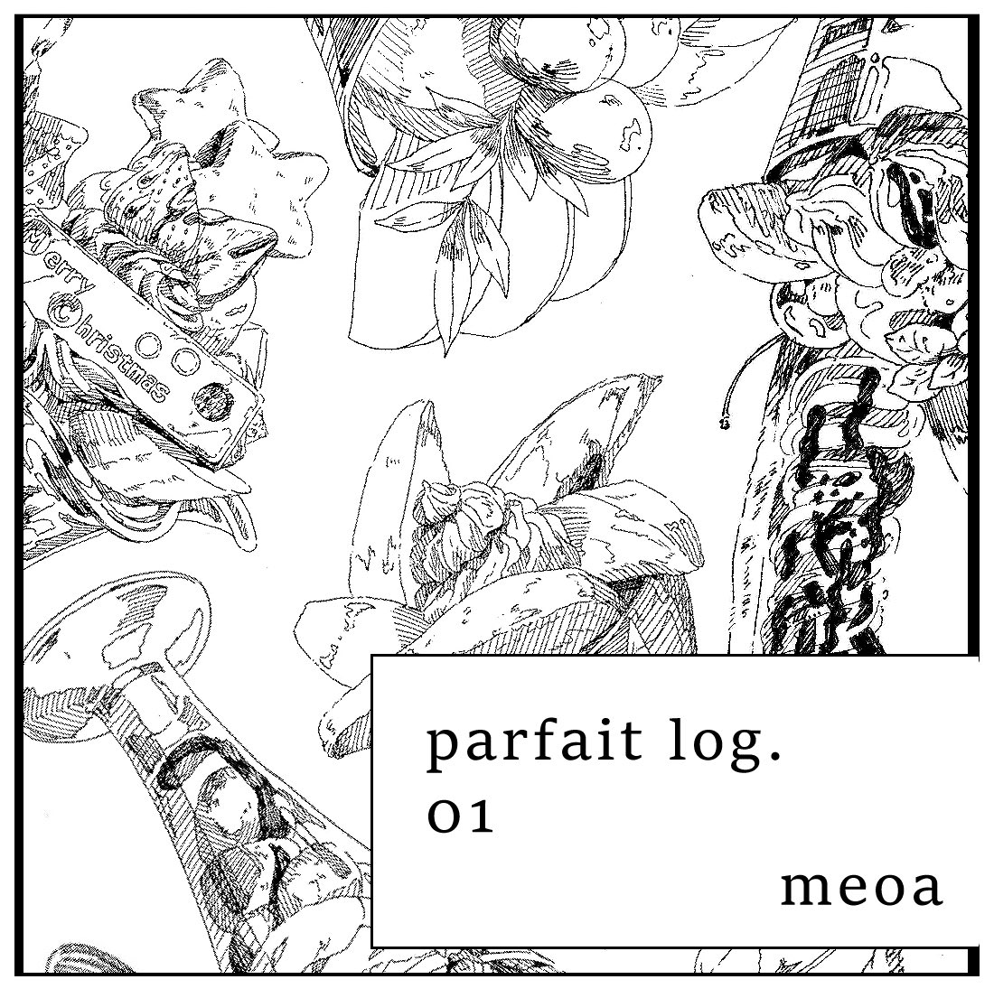 Meoa Comitia1 せ46a どうなる事かと思ったけどぱへ本ができました 突然自分がパフェ のポスターが欲しくなったので 広げるとポスターになる仕様にしました モノクロです おまけにカラーのしおりがつく予定です イラスト ペン画