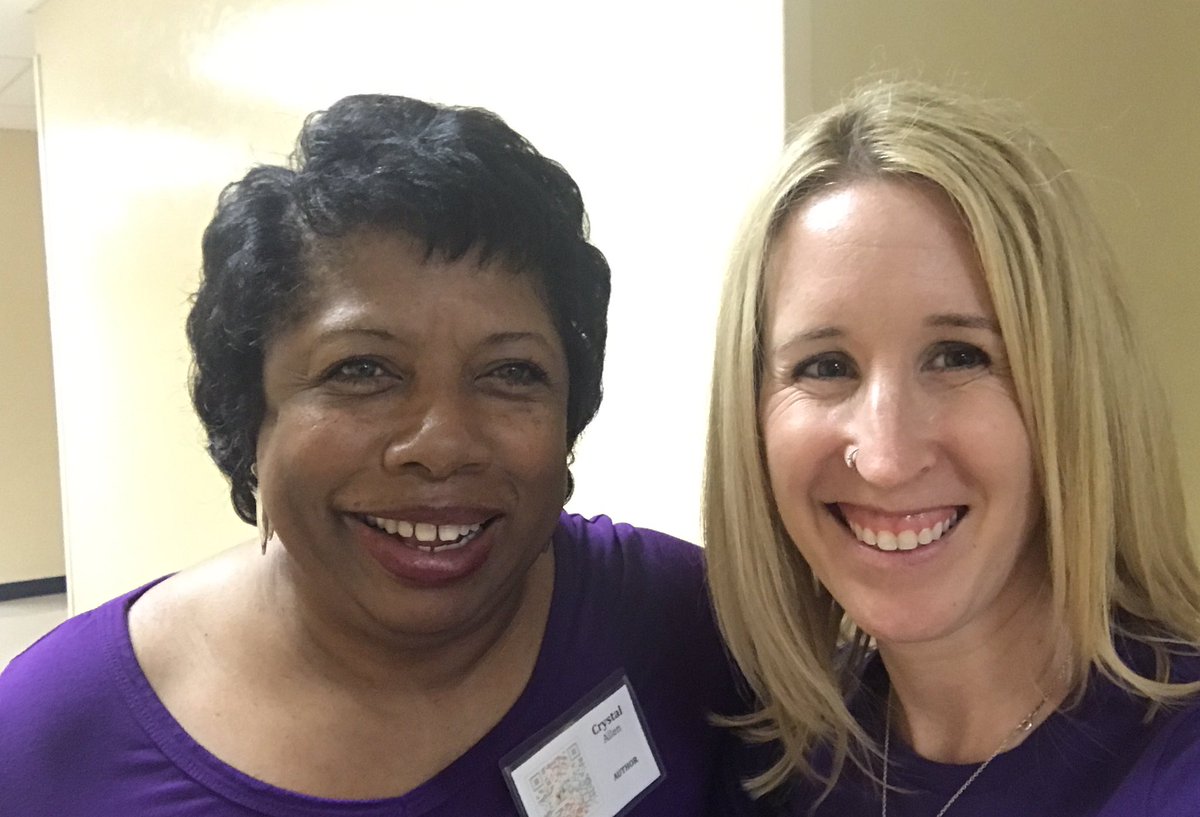 CoryPutmanOakes's tweet photo. On Saturdays, we wear purple - especially for book festivals! @rcpjallen #AprilIsForAuthors https://t.co/Mm7e5Gxn0g
