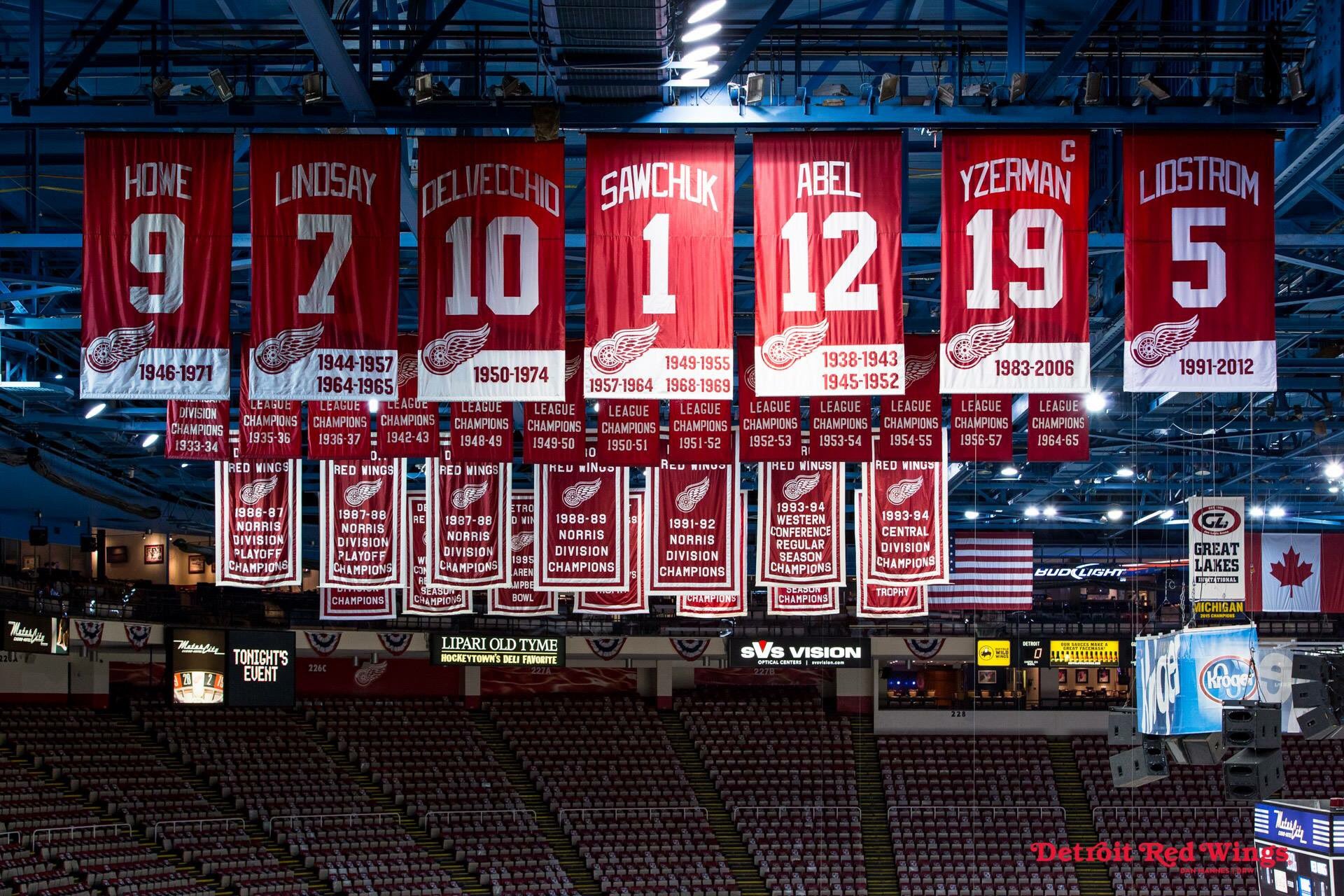 Red Wings Banners, banners, champs, detroit, wings, HD wallpaper