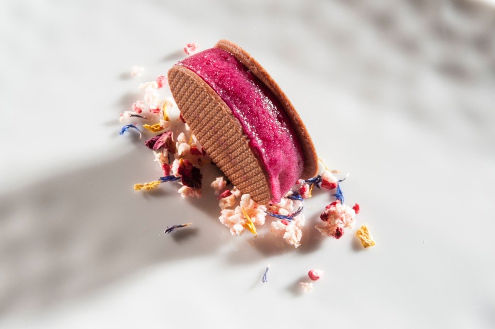 Il mio gelato al #cavolo rosso con cialdina al #cioccolato Apurimac realizzato per l'intervento a <a href="/identitagolose/">Identità Golose</a> :) #DiegoCrosara #IGMI17